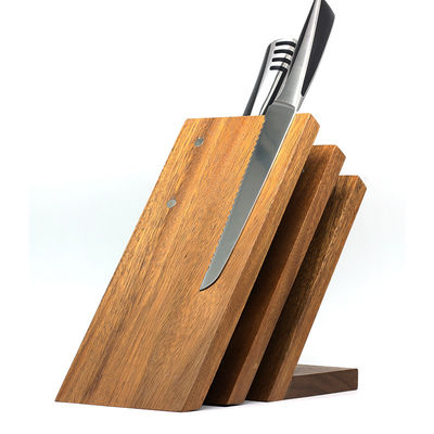 Logo personalizzato in legno sostenibile Cucina Magnetico Coltello Blocco Portatore per sostenibile