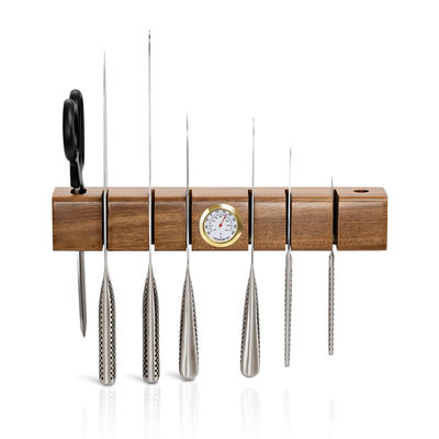 Porta coltello in legno con termometro e igrometro 325x55x50mm