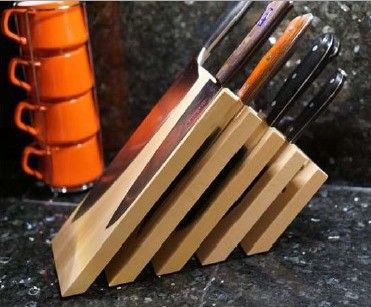 Logo personalizzato in legno sostenibile Cucina Magnetico Coltello Blocco Portatore per sostenibile