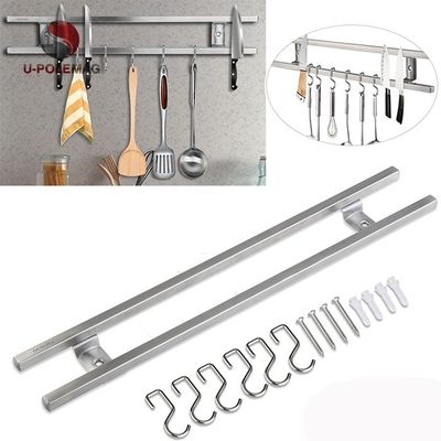 Tubi quadrati robusti e durevoli da 18 pollici in acciaio inossidabile Porta coltello magnetico con gancio