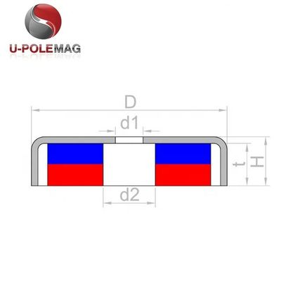 UPN04-75 Magnete da pesca al neodimio da 350 libbre con cerniera e tipo di gancio di tolleranza /-0,1 mm