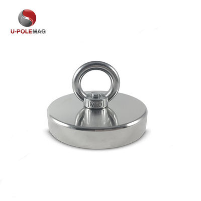 Magnete di pesca NdFeB ad alta forza magnetica D80x19mm-M10 con campo magnetico permanente