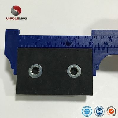 Magneti rettangolari di neodimio rivestiti di gomma su misura Magneti di neodimio di grado con due fori