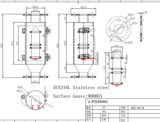 Separatori magnetici certificati ISO14001 2004 per cassetti magnetici in acciaio inossidabile