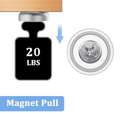 D20 MM 20lbs NdFeB Pot Magnet con buco anti-affondamento Altura totale H 7,2 mm Buco d1 4,5 mm