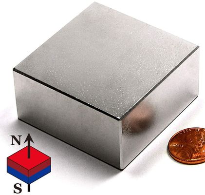 Blocco di magnete quadrato di neodimio sinterizzato ad alto flusso magnetico in grado personalizzato N35-N52
