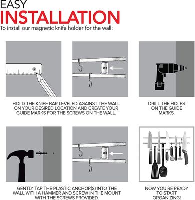 Conveniente porta coltello magnetico a tubo quadrato con acciaio inossidabile 304 e magnete NdFeB