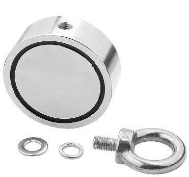 Potente magnete da pesca N52 a doppio lato con 1000 libbre di forza di trazione e 75 mm di diametro