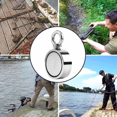 Potente magnete da pesca N52 a doppio lato con 1000 libbre di forza di trazione e 75 mm di diametro
