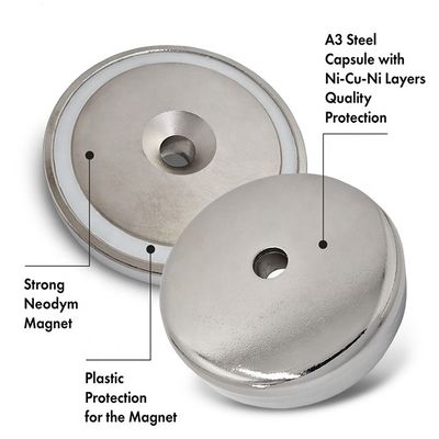 75 kg di forza di Neodimio NdFeB Magnete a vaso poco profondo con foro di montaggio anti-affondamento D48x10.8mm