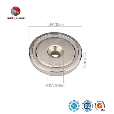 75 kg di forza di Neodimio NdFeB Magnete a vaso poco profondo con foro di montaggio anti-affondamento D48x10.8mm