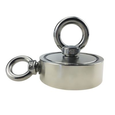 D75mm 200 kg Forza di trazione a doppio lato Rotondo Forte Magnetico Kit di pesca Magnete di salvataggio con gancio