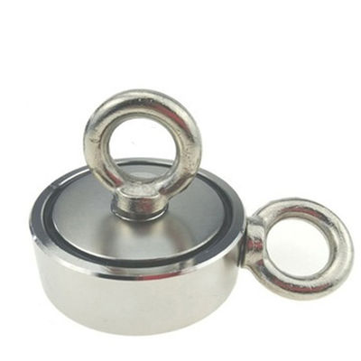 D75mm 200 kg Forza di trazione a doppio lato Rotondo Forte Magnetico Kit di pesca Magnete di salvataggio con gancio