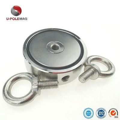 D75mm 200 kg Forza di trazione a doppio lato Rotondo Forte Magnetico Kit di pesca Magnete di salvataggio con gancio