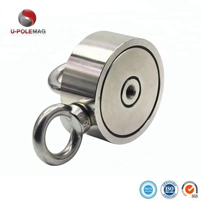 D75mm 200 kg Forza di trazione a doppio lato Rotondo Forte Magnetico Kit di pesca Magnete di salvataggio con gancio