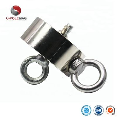 D75mm 200 kg Forza di trazione a doppio lato Rotondo Forte Magnetico Kit di pesca Magnete di salvataggio con gancio