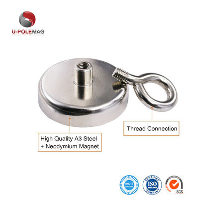 Magnete NdFeB in acciaio A3 148 LBS 67 KG Forza di trazione D48mm Magnete POT a terre rare con bullone