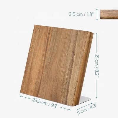 Organizzatore di coltello magnetico in legno di acacia Blocco universale per coltelli forbici 235x110x35mm