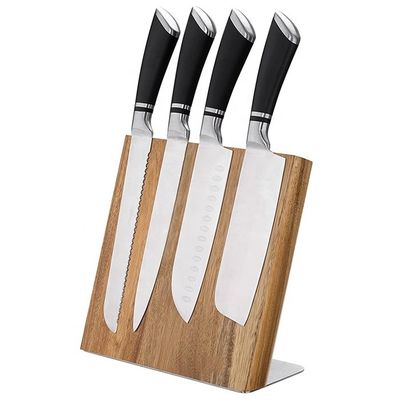 Organizzatore di coltello magnetico in legno di acacia Blocco universale per coltelli forbici 235x110x35mm
