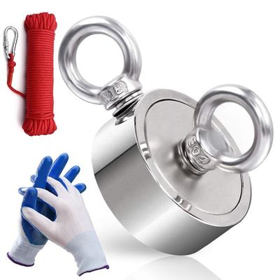 Anello di sollevamento doppio personalizzato 400 kg Magnete da pesca a doppio lato Neodimio per l'imballaggio della cassa utensili