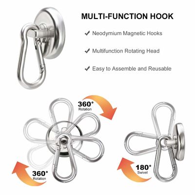Neodimio Rotondo Magnetico Snap Hook con portachiavi di carabinero e Tolleranza elevata ±1 mm