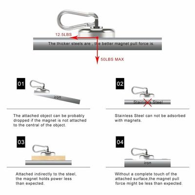 Neodimio Rotondo Magnetico Snap Hook con portachiavi di carabinero e Tolleranza elevata ±1 mm