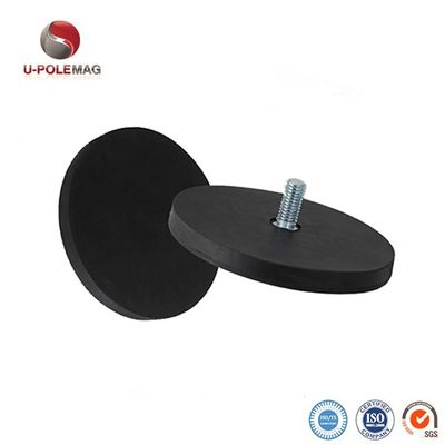 D88x8mm Base magnetica rotonda rivestita di gomma con filo esterno 45kg Forza di trazione Forma rotonda