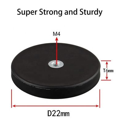 Magnete rotondo di neodimio D22x6mm con M4 Flat Female Thread Gripper and Rubber Surface