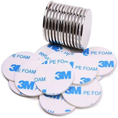 Materiale NdFeB permanente disco rotondo super forte N52 Magnete al neodimio con adesivo 3M