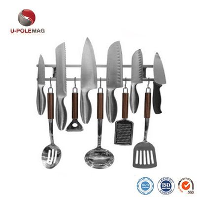 18 pollici tubi quadrati in acciaio inossidabile Magnetic Knife Strip con 6 ganci per utensili da cucina portautensili organizzatore