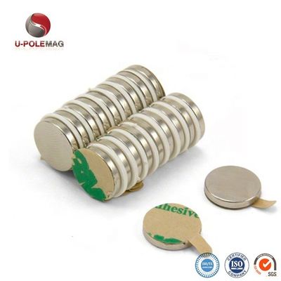 Magnete NdFeB N35 N42 N48 N52 rivestito con NiCuNi Magneti a disco di neodimio con adesivo 3M