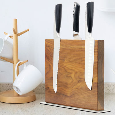 Contenitore di coltelli magnetici in legno per coltello da cucina in legno Set di blocchi opzionali di legno Acacia
