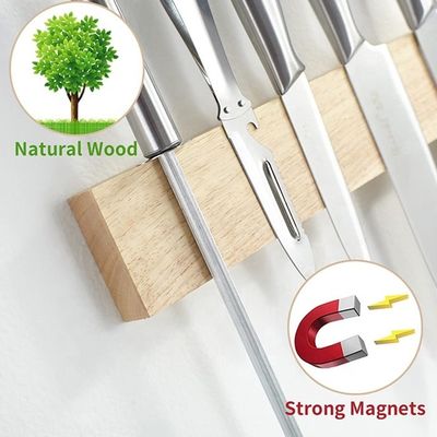 Eco-friendly 16 pollici Magnetico coltello striscia di gomma legno porta-magnete da cucina per il muro