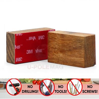 Tenitore di coltello magnetico in legno sostenibile per parete STRONG magneti al neodimio striscia adesiva