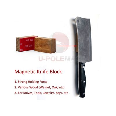 Tenitore di coltello magnetico in legno sostenibile per parete STRONG magneti al neodimio striscia adesiva