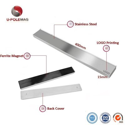 Portatore di coltello da cucina con una potente superficie magnetica e rivestimento in acciaio inossidabile