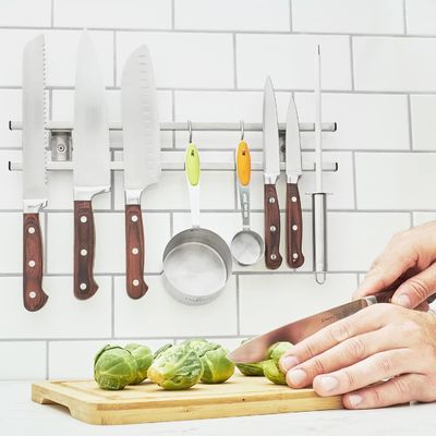 Moderno cucina blocco tubo in acciaio inossidabile porta coltello magnetico con gancio appendiabiti