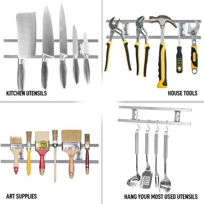 Moderno cucina blocco tubo in acciaio inossidabile porta coltello magnetico con gancio appendiabiti