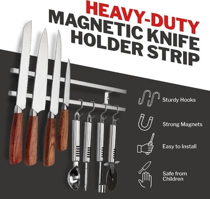 Moderno cucina blocco tubo in acciaio inossidabile porta coltello magnetico con gancio appendiabiti