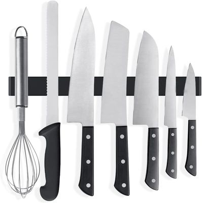 Striscia di coltello in silicone nero opaco da 16 pollici con porta coltello magnetico
