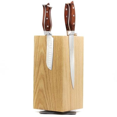 Sostenibile 300x150x150mm 4 lati coltello magnetico blocco 360 porta coltello in legno rotabile