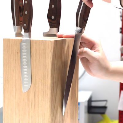 Sostenibile 300x150x150mm 4 lati coltello magnetico blocco 360 porta coltello in legno rotabile