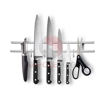 304 in acciaio inossidabile Magnetic Knife Bar Rack con 6 ganci e magneto di ferrite tipo 10 pollici