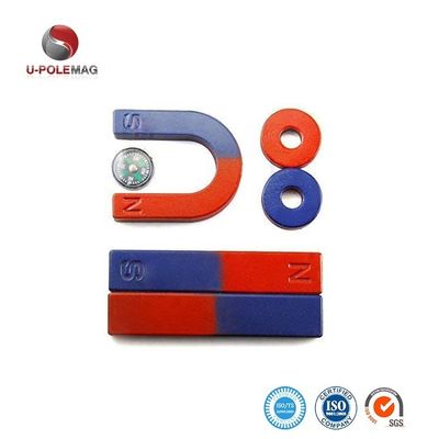 7.3g/cm3 Densità Rossa Blu Verniciato Polo U Forma di Ferruccio Magnete per Materiali didattici